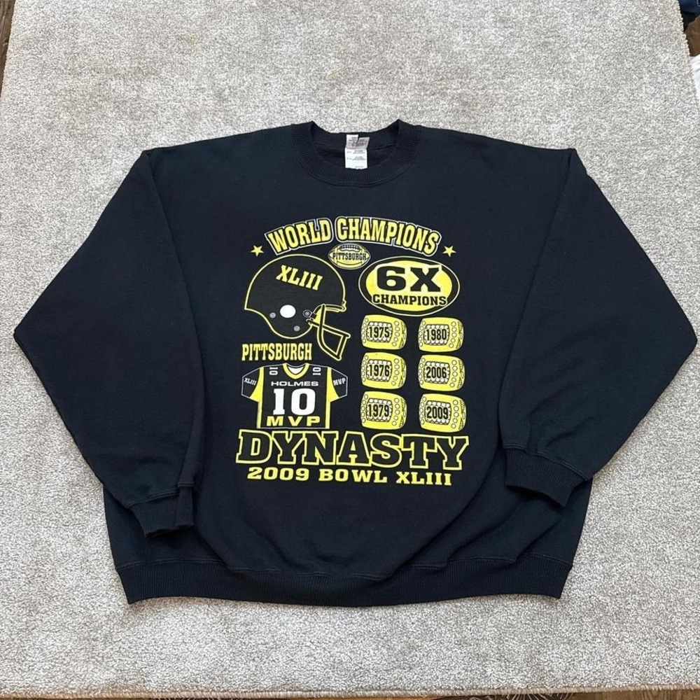 Vintage Steelers 6X Super Bowl Champions Crew Neck Sweatshirt 2X Big & Tall